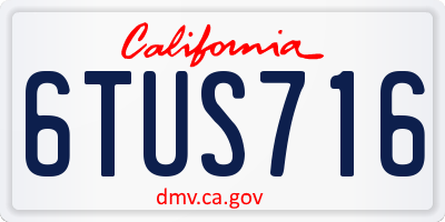 CA license plate 6TUS716