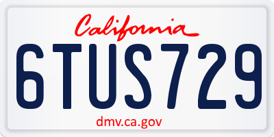 CA license plate 6TUS729