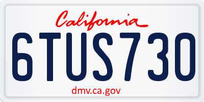 CA license plate 6TUS730