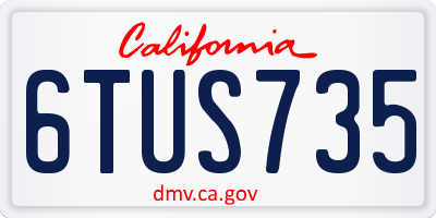 CA license plate 6TUS735