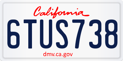 CA license plate 6TUS738