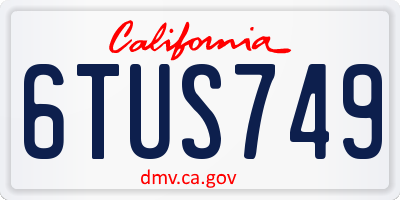 CA license plate 6TUS749