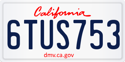 CA license plate 6TUS753