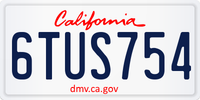 CA license plate 6TUS754