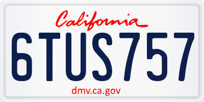 CA license plate 6TUS757