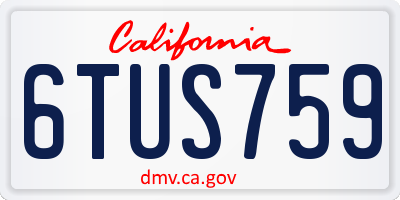 CA license plate 6TUS759
