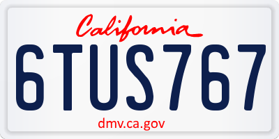 CA license plate 6TUS767