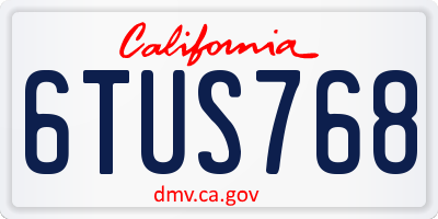 CA license plate 6TUS768