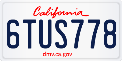 CA license plate 6TUS778