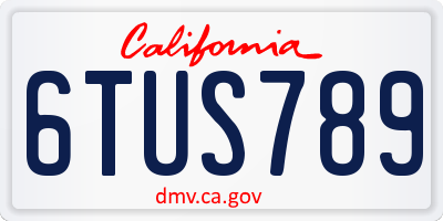 CA license plate 6TUS789