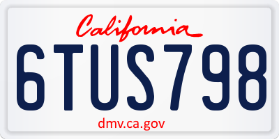 CA license plate 6TUS798