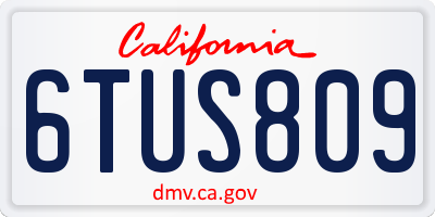 CA license plate 6TUS809