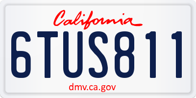 CA license plate 6TUS811
