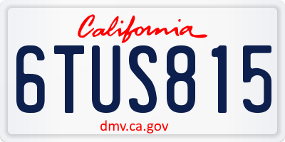 CA license plate 6TUS815
