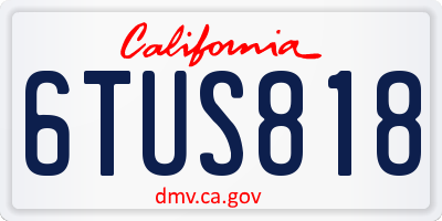 CA license plate 6TUS818