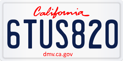 CA license plate 6TUS820