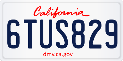 CA license plate 6TUS829