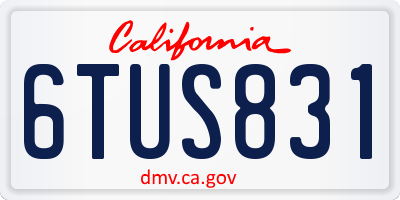 CA license plate 6TUS831