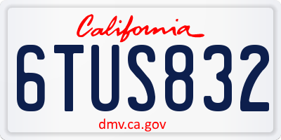 CA license plate 6TUS832