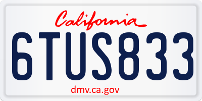 CA license plate 6TUS833