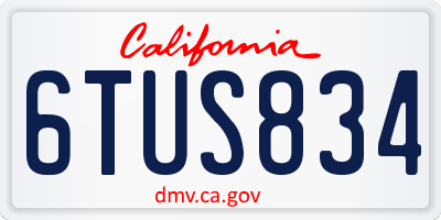 CA license plate 6TUS834