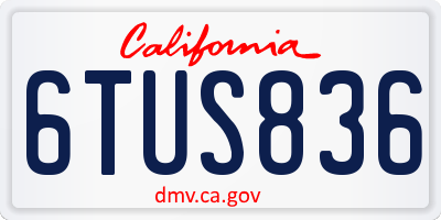 CA license plate 6TUS836
