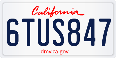 CA license plate 6TUS847