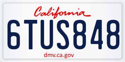 CA license plate 6TUS848
