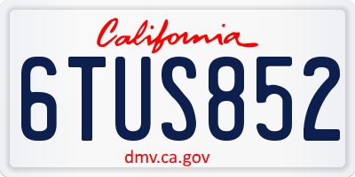 CA license plate 6TUS852
