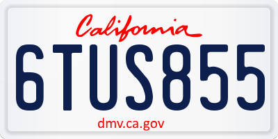 CA license plate 6TUS855