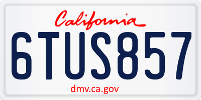 CA license plate 6TUS857