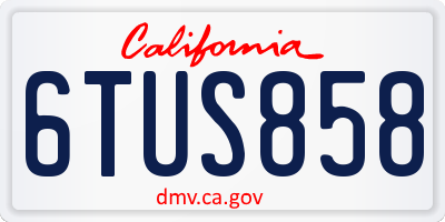 CA license plate 6TUS858