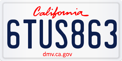 CA license plate 6TUS863