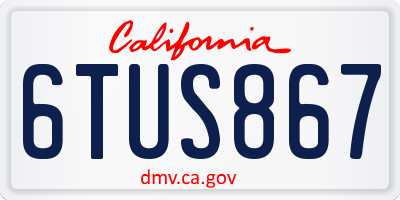 CA license plate 6TUS867