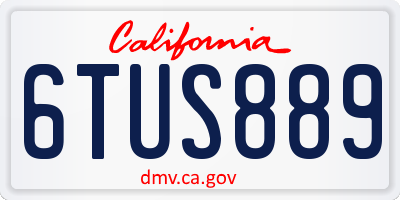 CA license plate 6TUS889