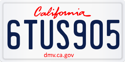 CA license plate 6TUS905
