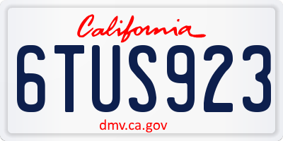 CA license plate 6TUS923