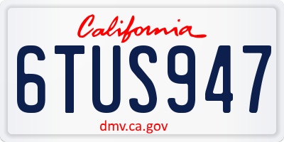 CA license plate 6TUS947
