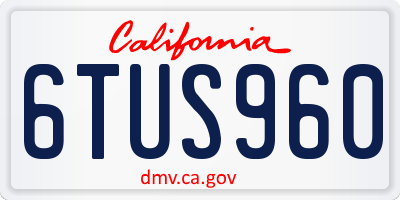 CA license plate 6TUS960