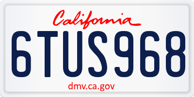 CA license plate 6TUS968