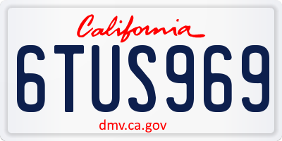 CA license plate 6TUS969