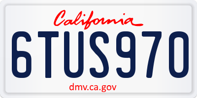 CA license plate 6TUS970