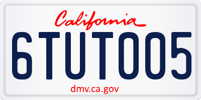 CA license plate 6TUT005