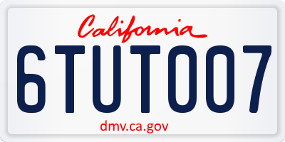 CA license plate 6TUT007
