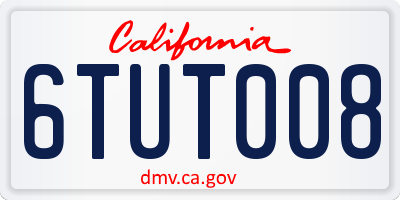 CA license plate 6TUT008