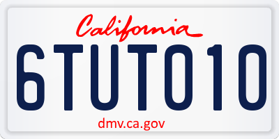 CA license plate 6TUT010