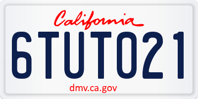 CA license plate 6TUT021