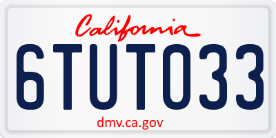 CA license plate 6TUT033