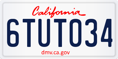 CA license plate 6TUT034
