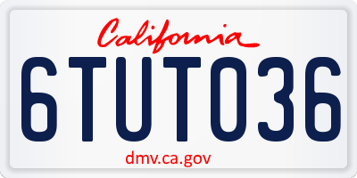 CA license plate 6TUT036